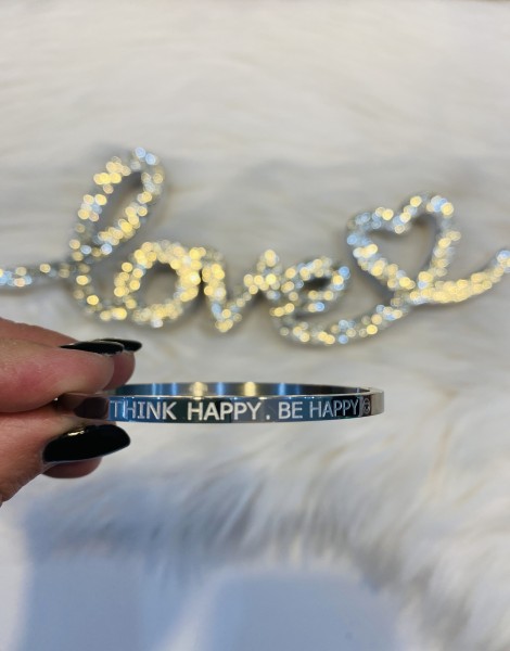 Armreif silber "think happy - be happy"