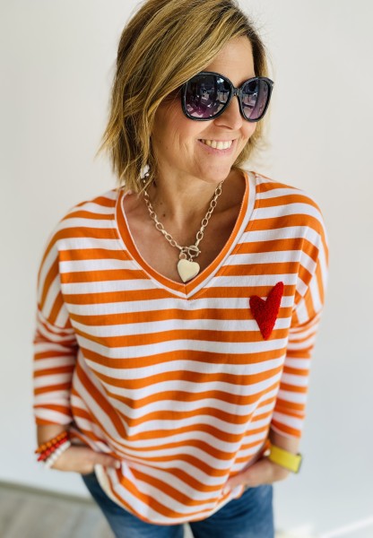 leichter Sweater "orange heart"