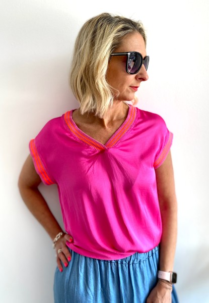 Satin Shirt "shine pink"